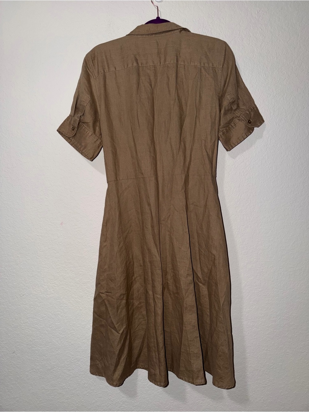 Lauren Ralph Lauren Women's Point Collar Shirt-Dress in Birch Tan, Size 12 - Picture 10 of 11